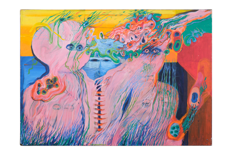 Féminin plurielles. : Dominique d' ACHER Sans titre, 1976 Huile sur toile Dimensions : 65 x 92 cm Propriétaire : Collection Cérès Franco